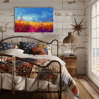 Vibrant Pastoral Landscape Impressionistic Art Poster