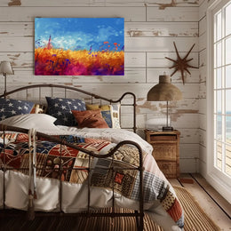 Vibrant Pastoral Landscape Impressionistic Art Poster