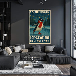 A Dapper Penguin Ice-Skating Poster