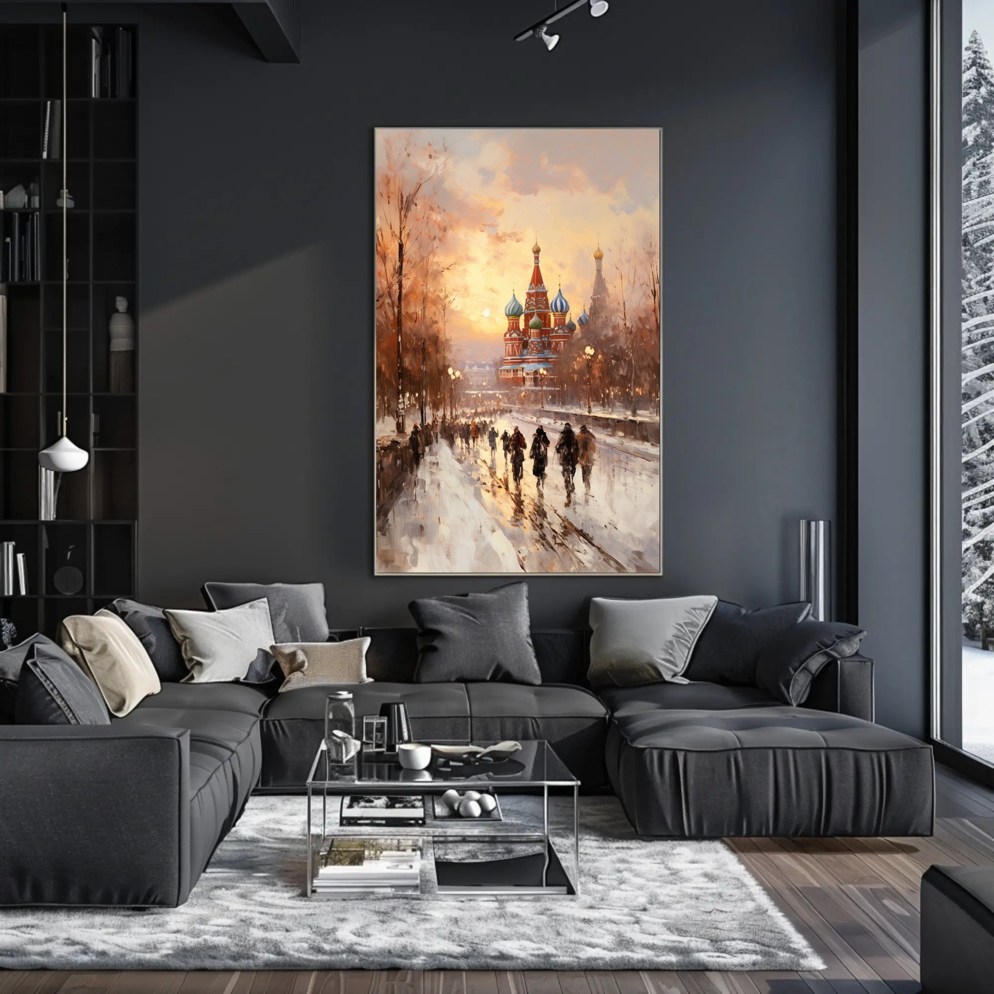 Winter Stroll By St. BasilS Cathedral Poster