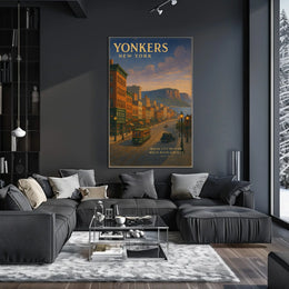 Yonkers Vintage Cityscape Travel Poster Retro Wall Art