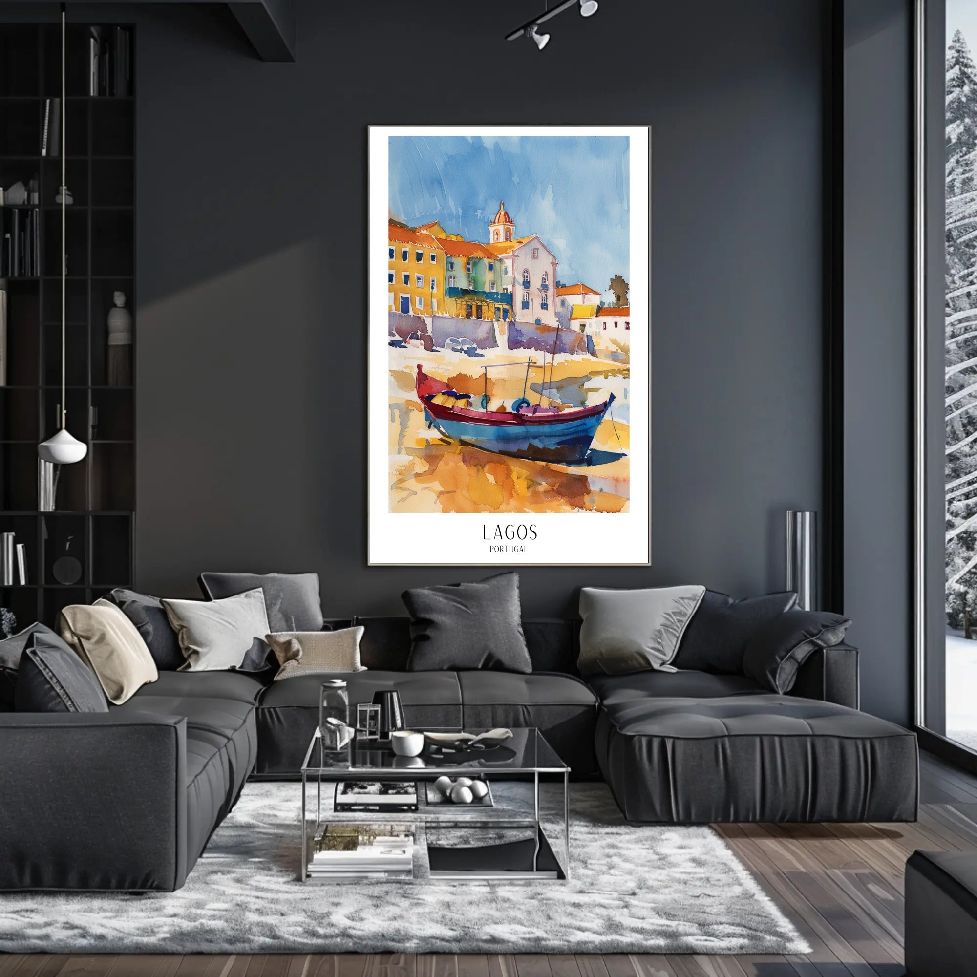 Vibrant Watercolor Coastal Scene Travel Poster PosterGoat