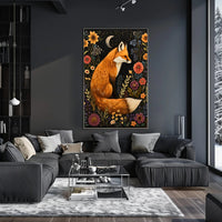 Whimsical Fox and Flora: Artistic Animal Poster