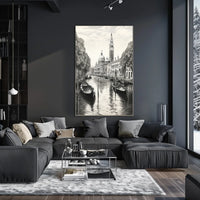Venetian Canal Scene Vintage Drawing Travel Poster
