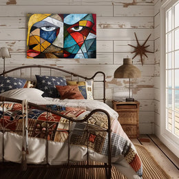 Cubist Faces Vibrant Abstract Art Poster Print