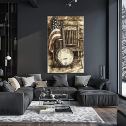 Vintage Rustic Classic Banjo Americana Wall Art Poster