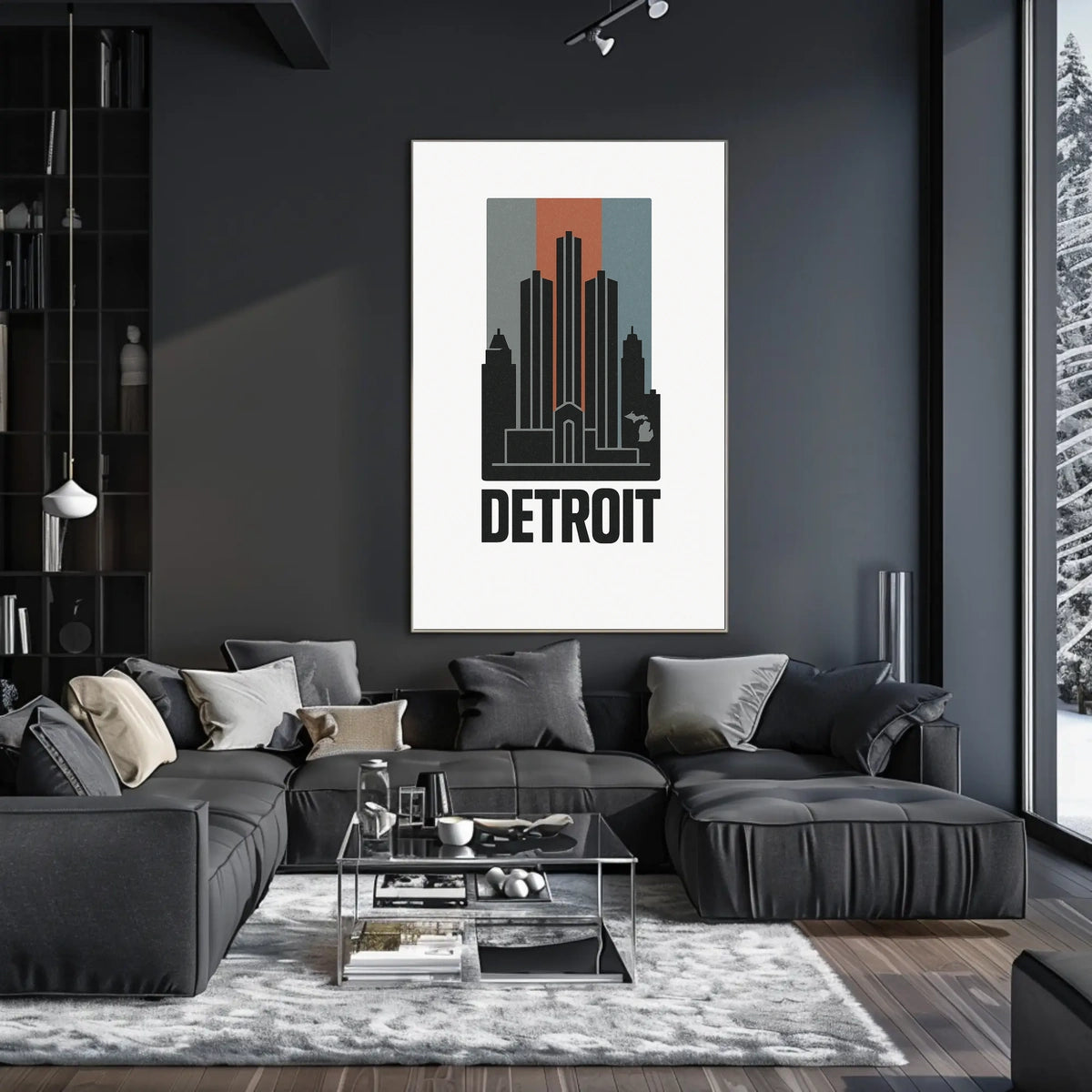 Detroit Skyline Art Poster