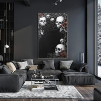Gothic Skull and Roses Art Poster - Artistic Poster