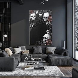 Gothic Skull and Roses Art Poster - Artistic Poster
