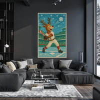 Reindeer Baseball Star Poster