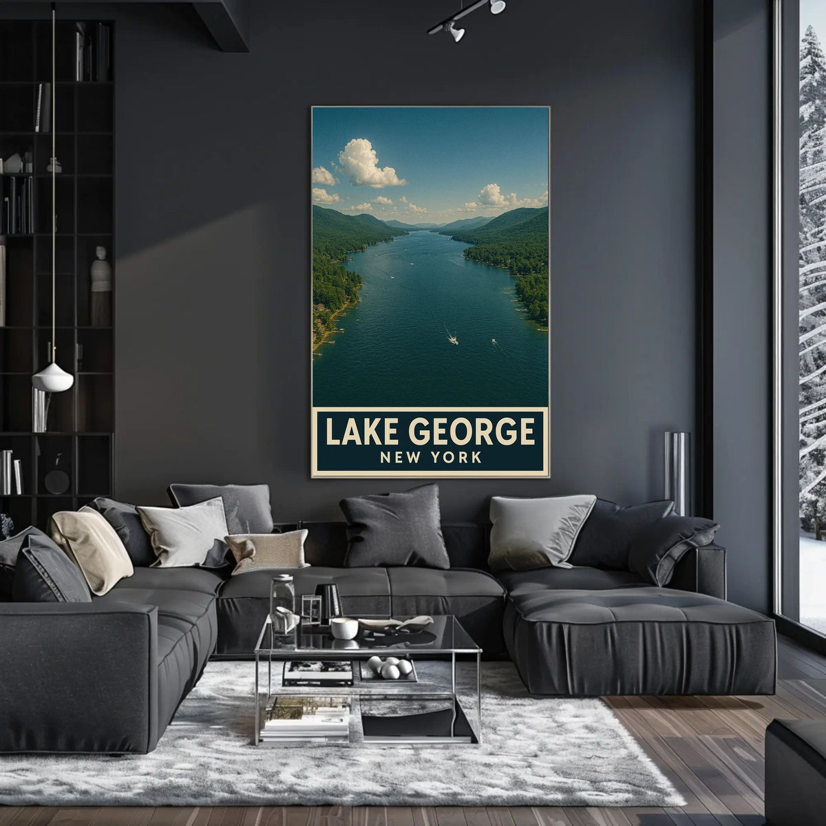Lake George New York Poster Vintage Travel Wall Art