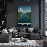 Lake George New York Poster Vintage Travel Wall Art