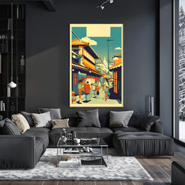 Vibrant Market Street: Asian Cultural Celebration Poster