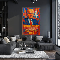 Stylized Presidential Portrait: Christmas 2025 Political Poster