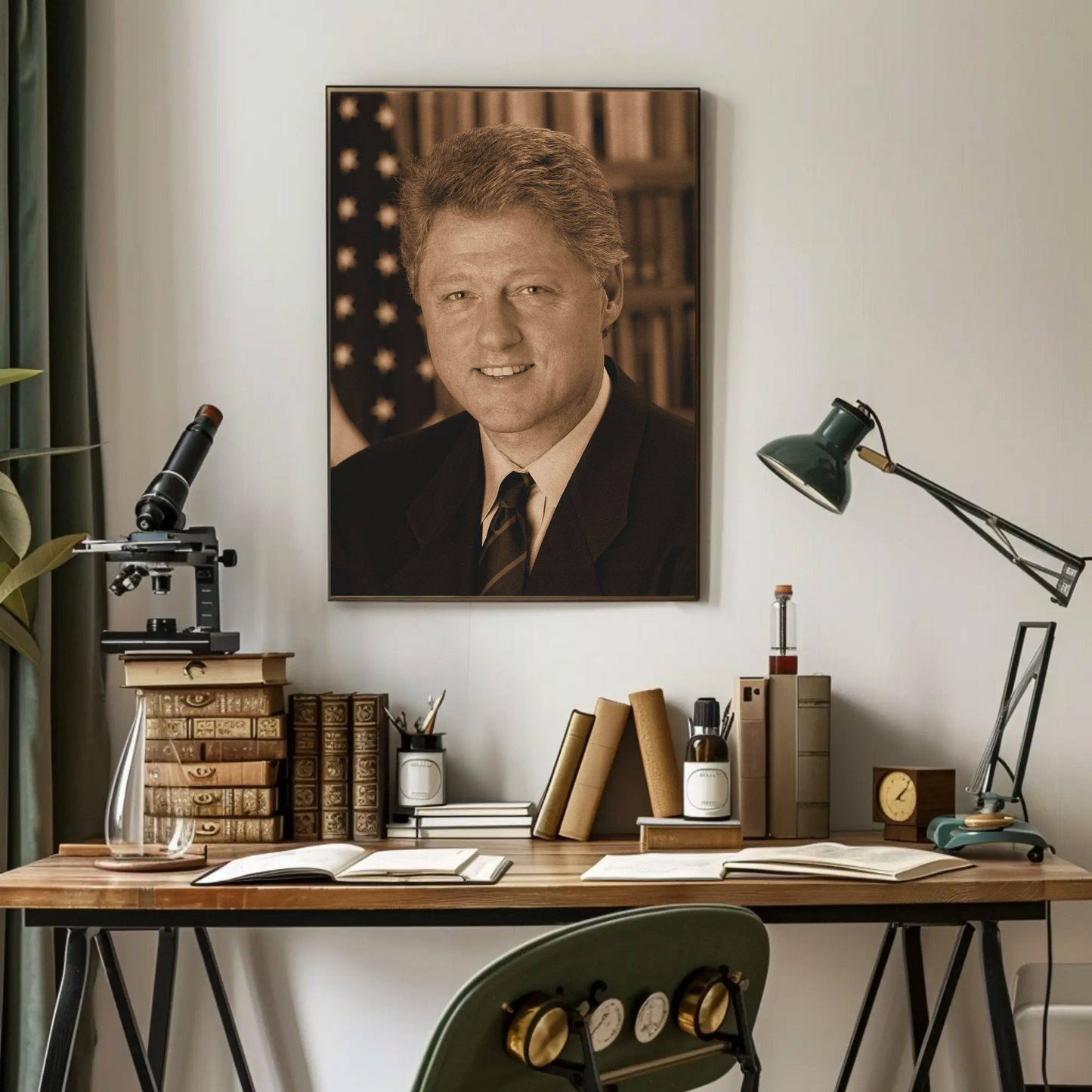 William Clinton 42nd President Sepia Photo
