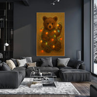 Festive Bear With Lights Poster