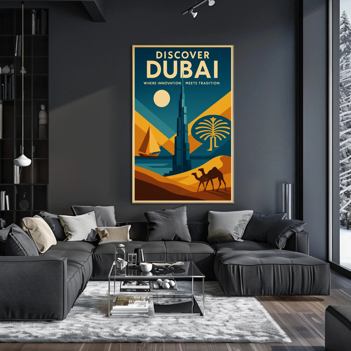 Dubai Skyline Poster Travel Art Lovers Iconic Fusion