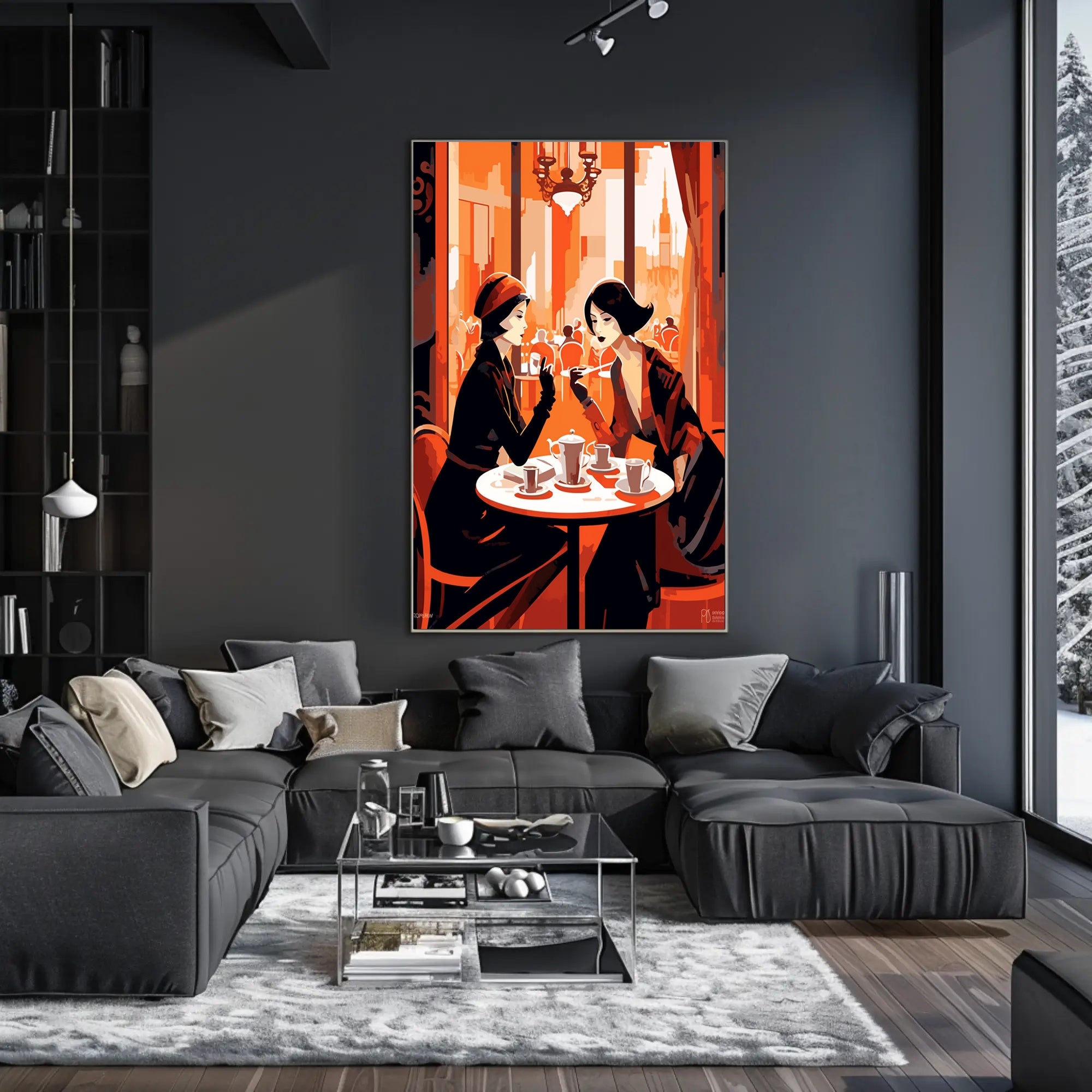 Cafe Conversation Travel Poster Art Print for Home Decor