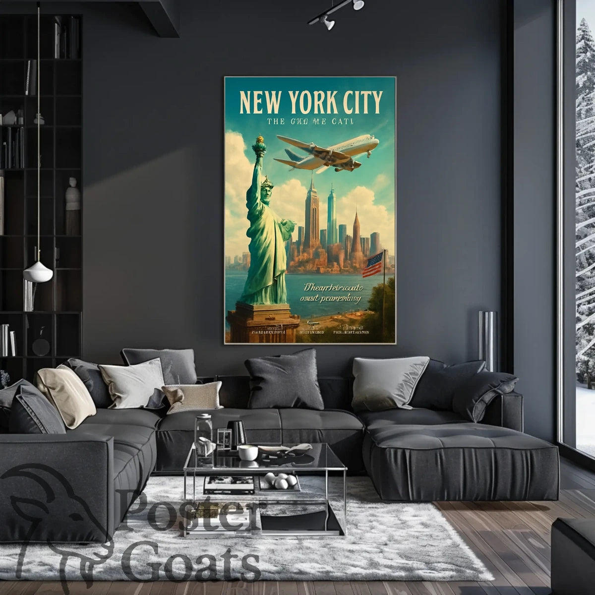 New York City Skyline Vintage Travel Poster