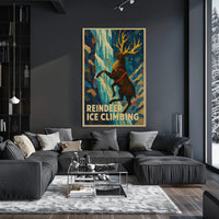 Reindeer Ice Climbing Adventure Fantasy Poster