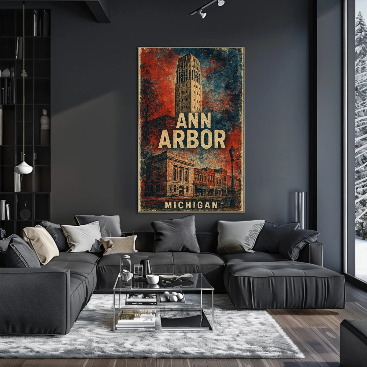 Ann Arbor Cityscape Minimalist Travel Poster