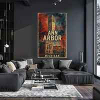 Ann Arbor Cityscape Minimalist Travel Poster