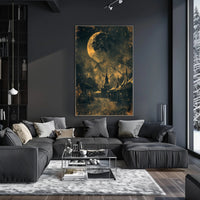 Vintage Carnival Moonlit Scene Under Gothic Artistic Poster PosterGoat