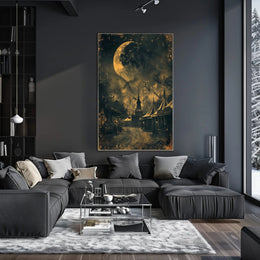 Vintage Carnival Moonlit Scene Under Gothic Artistic Poster PosterGoat