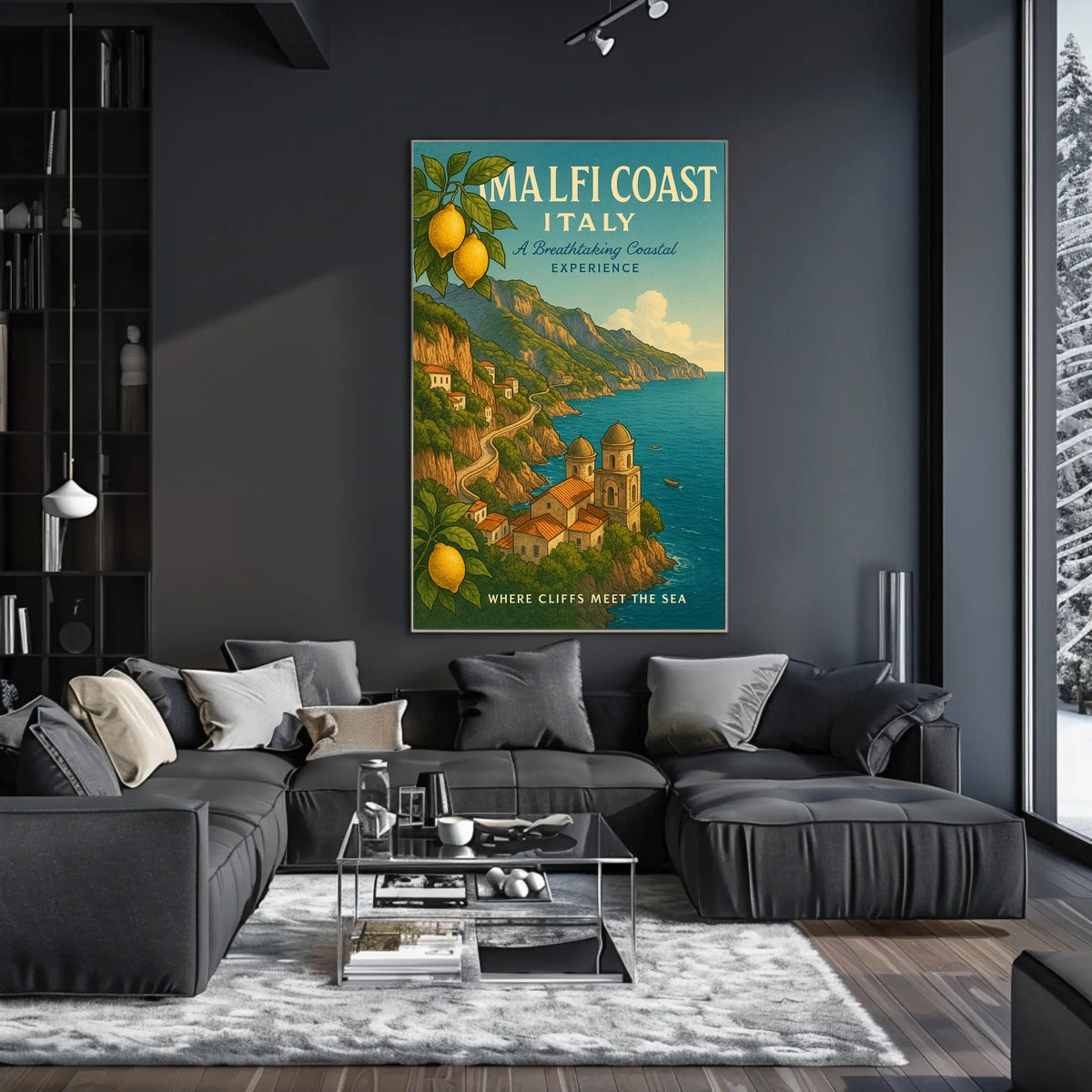 Amalfi Coast Vintage Travel Poster: Italian Scenic Beauty