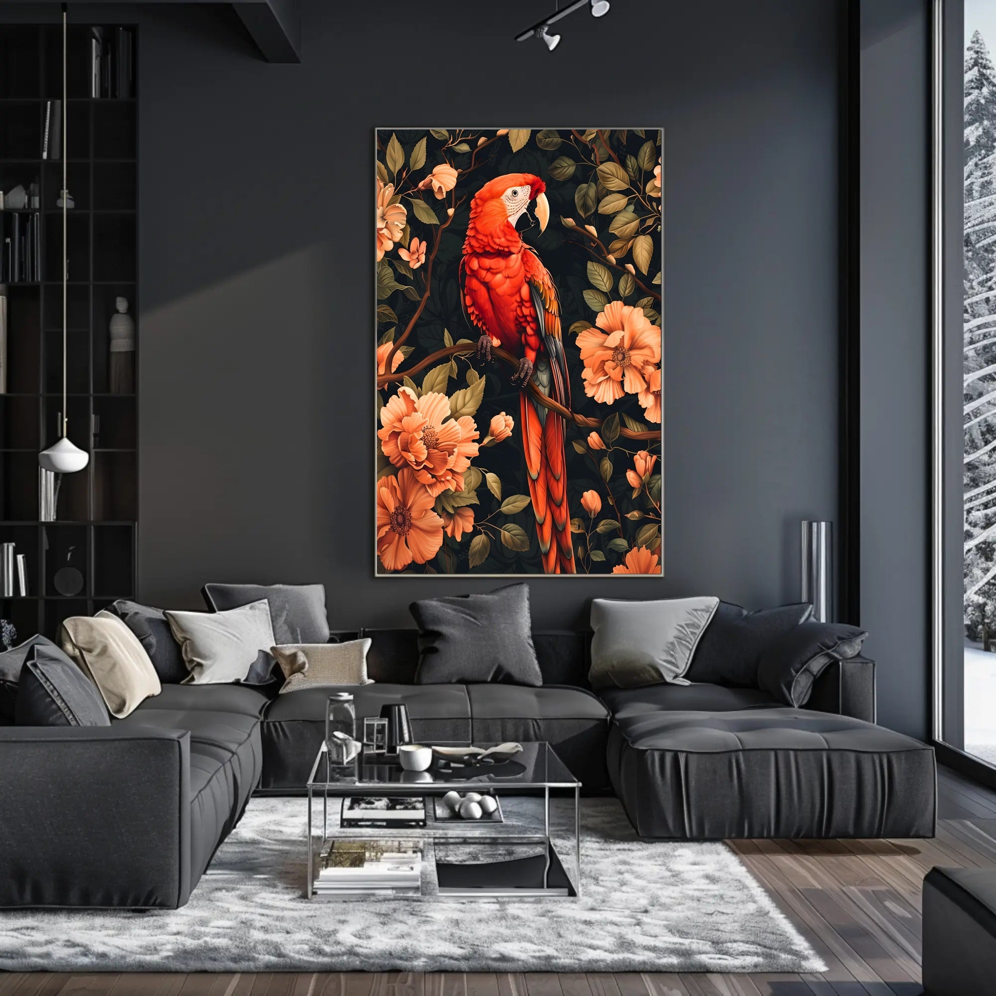 Vibrant Parrot Floral Paradise Poster