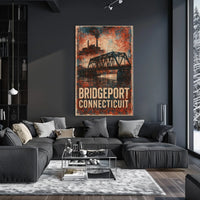 Bridgeport Skyline Connecticut Harbor View Urban Cityscape Photography Realism Coastal Timeless Heritage Poster