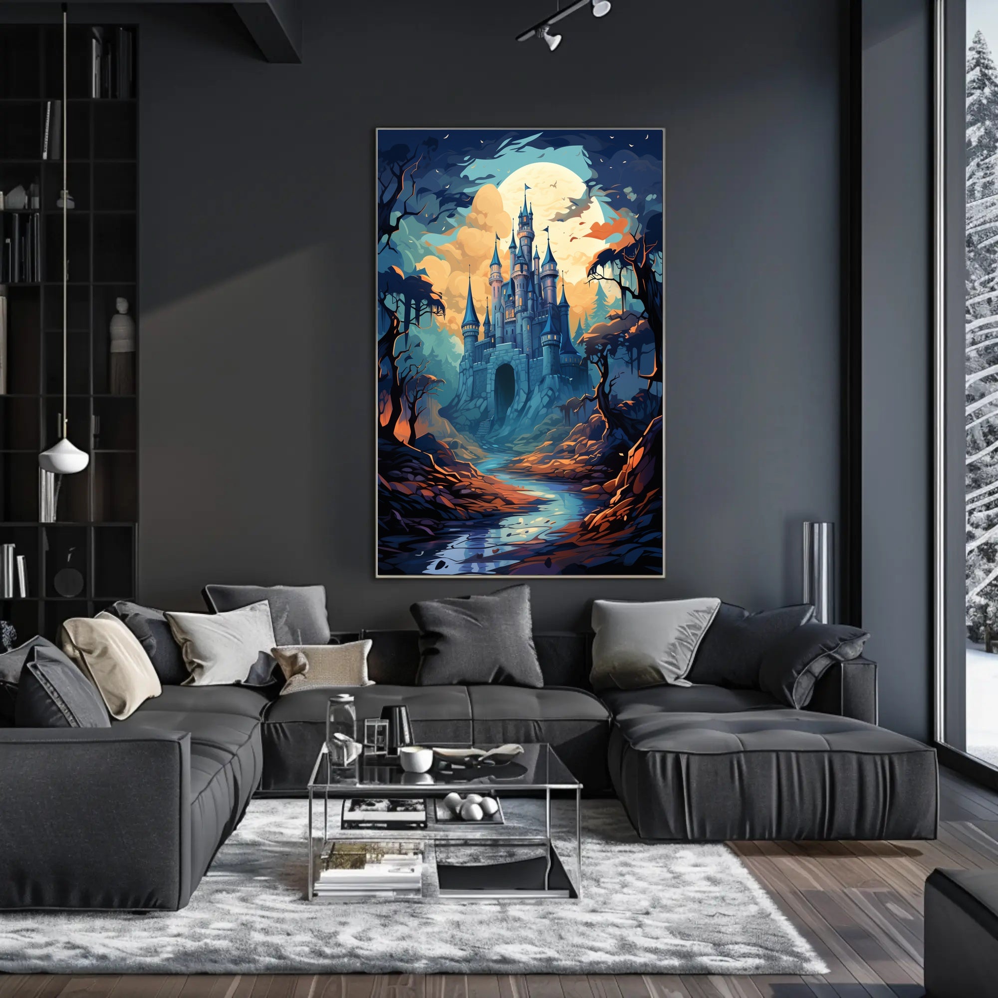 Enchanted Castle Under The Moon Poster