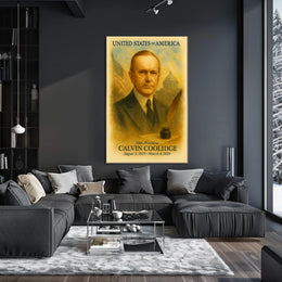 Calvin Coolidge 30th President of the United States Vintage Watercolor Poster