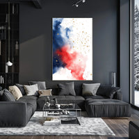 splash design in red white and blue tones Poster