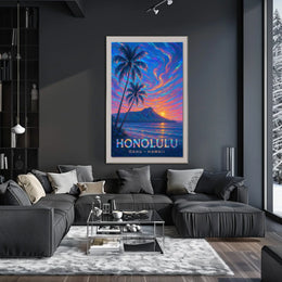 Honolulu Sunset Oahu, Hawaii Poster
