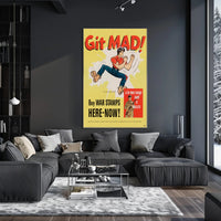 Git Mad Buy War Stamps Vintage Poster Decor PosterGoat