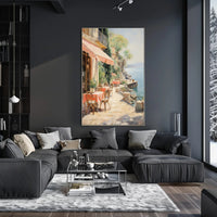 Seaside Café Serenity Poster