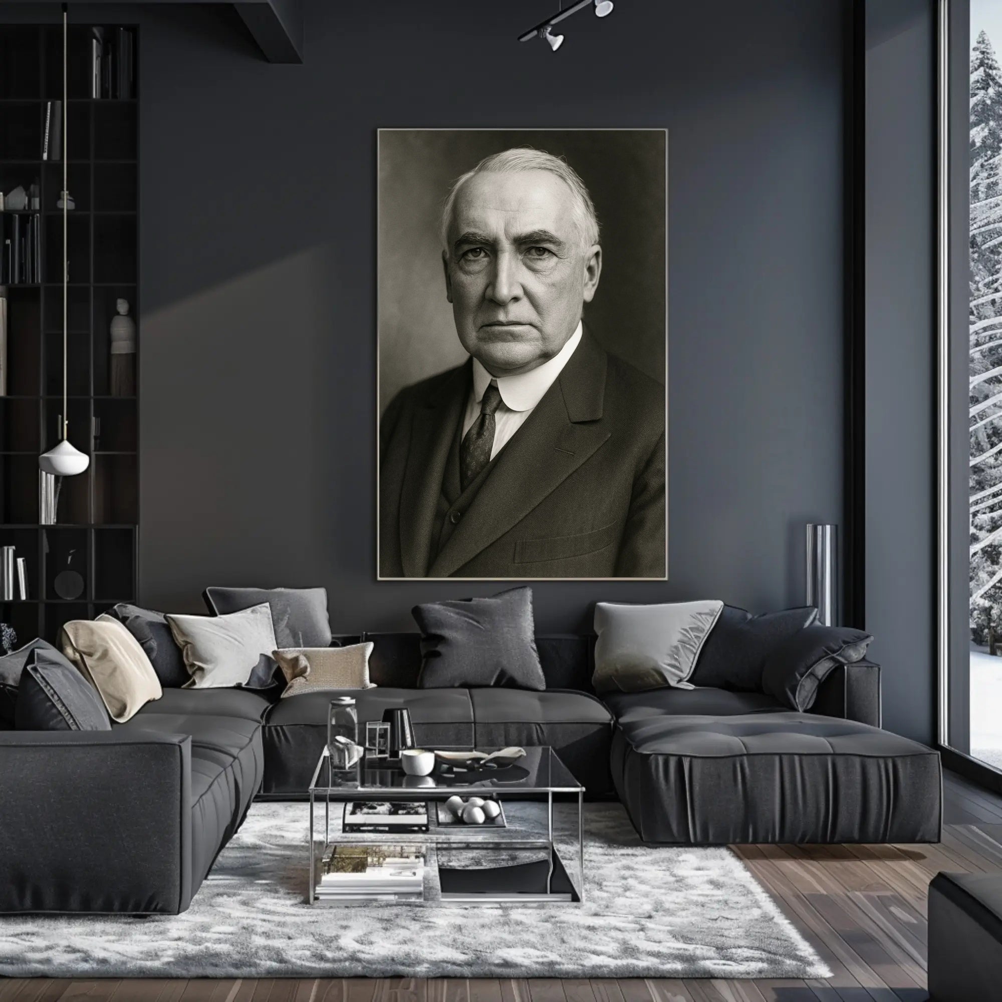 Formal Black and White Portrait: Historical or Presidential Poster