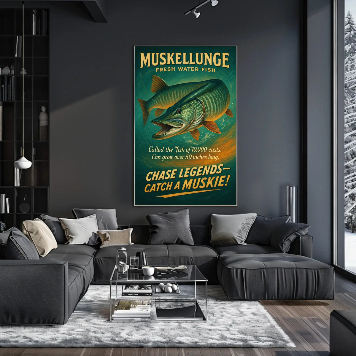 Muskellunge Adventure Vintage Fishing Poster for Anglers