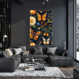 Colorful Nature Art: Butterfly and Flower Animal Poster