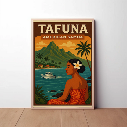 Tafuna American Samoa Woman Coastline Travel Poster