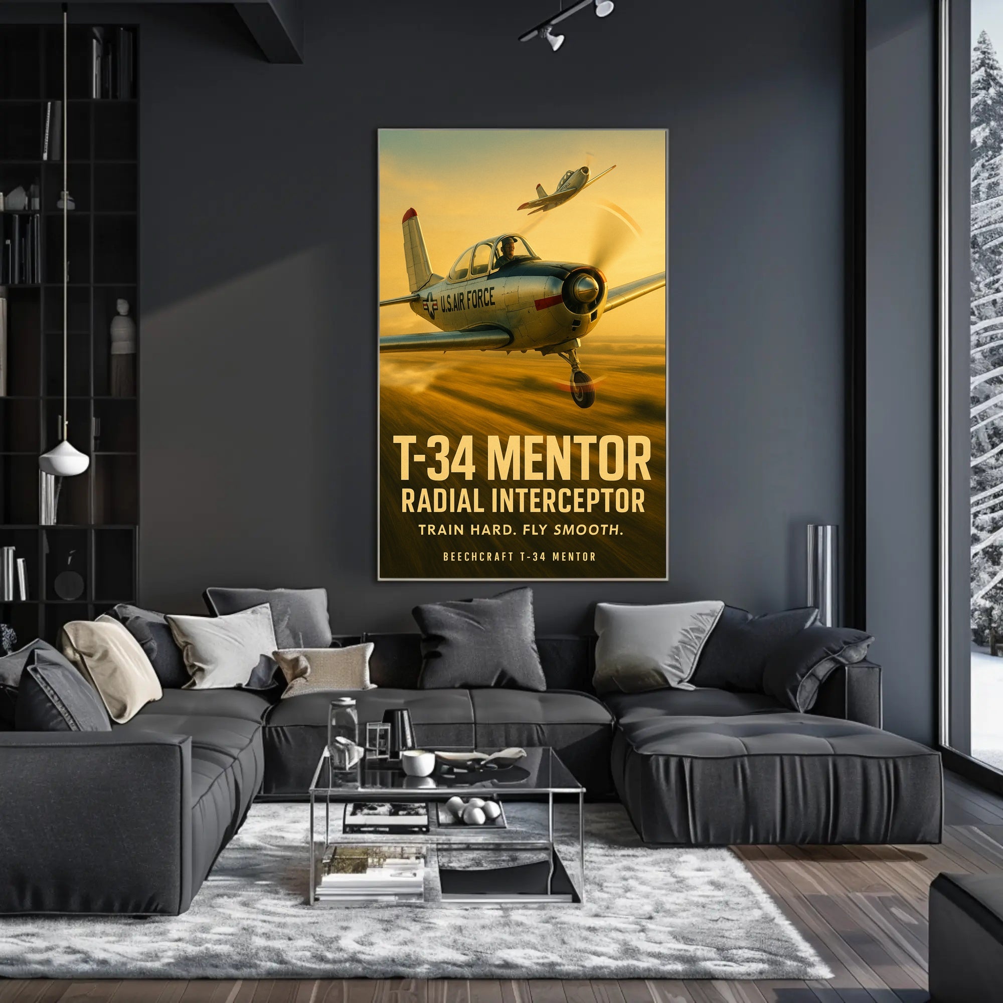Beechcraft T-34 Mentor Mid-Century Military Poster
