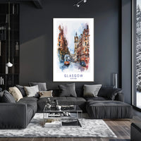 Glasgow Street Scene Vibrant Urban Cityscape Poster PosterGoat