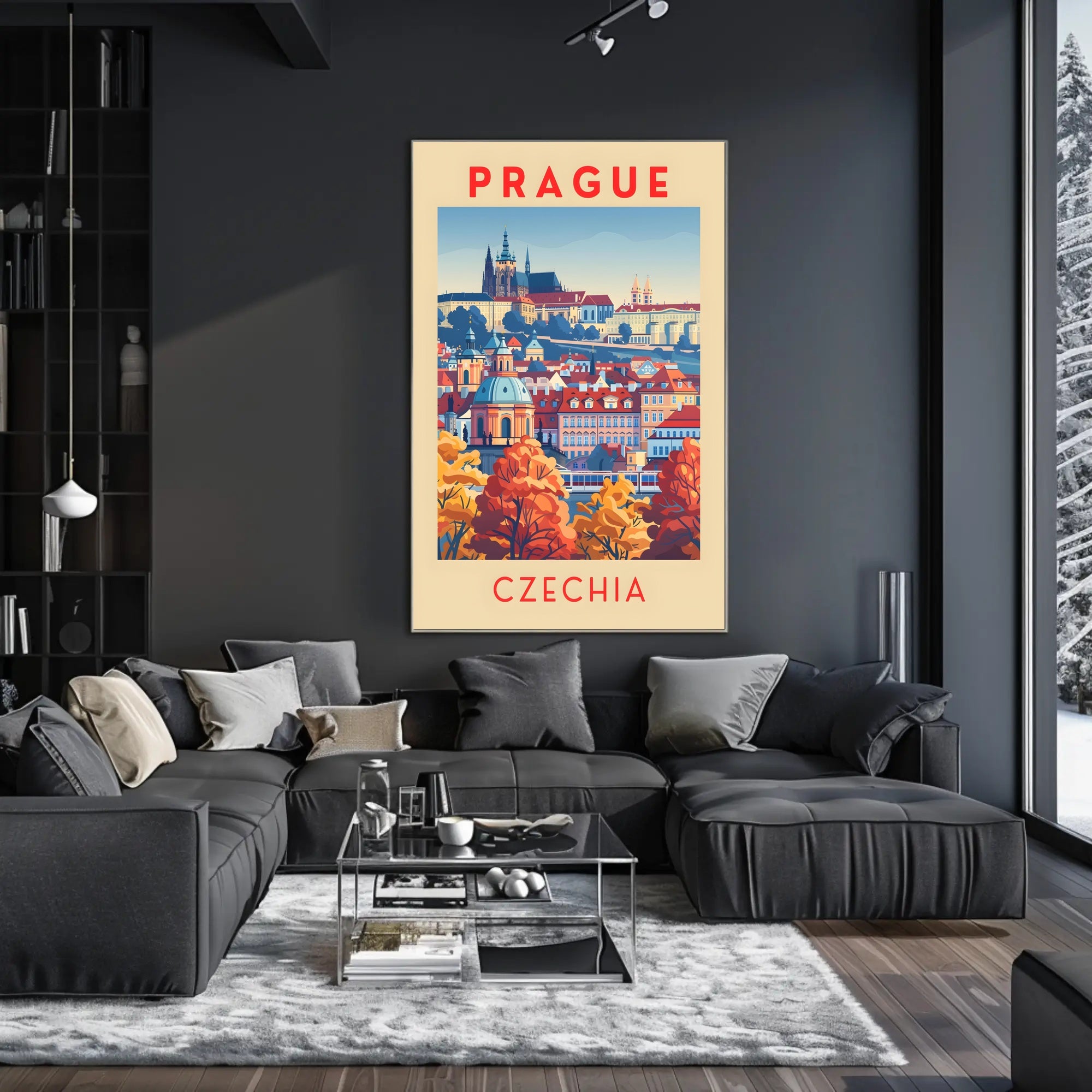 Stylized Historic Architecture of Prague Travel Poster