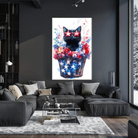 Black Cat With Star Shaped Sunglasses American Poster
