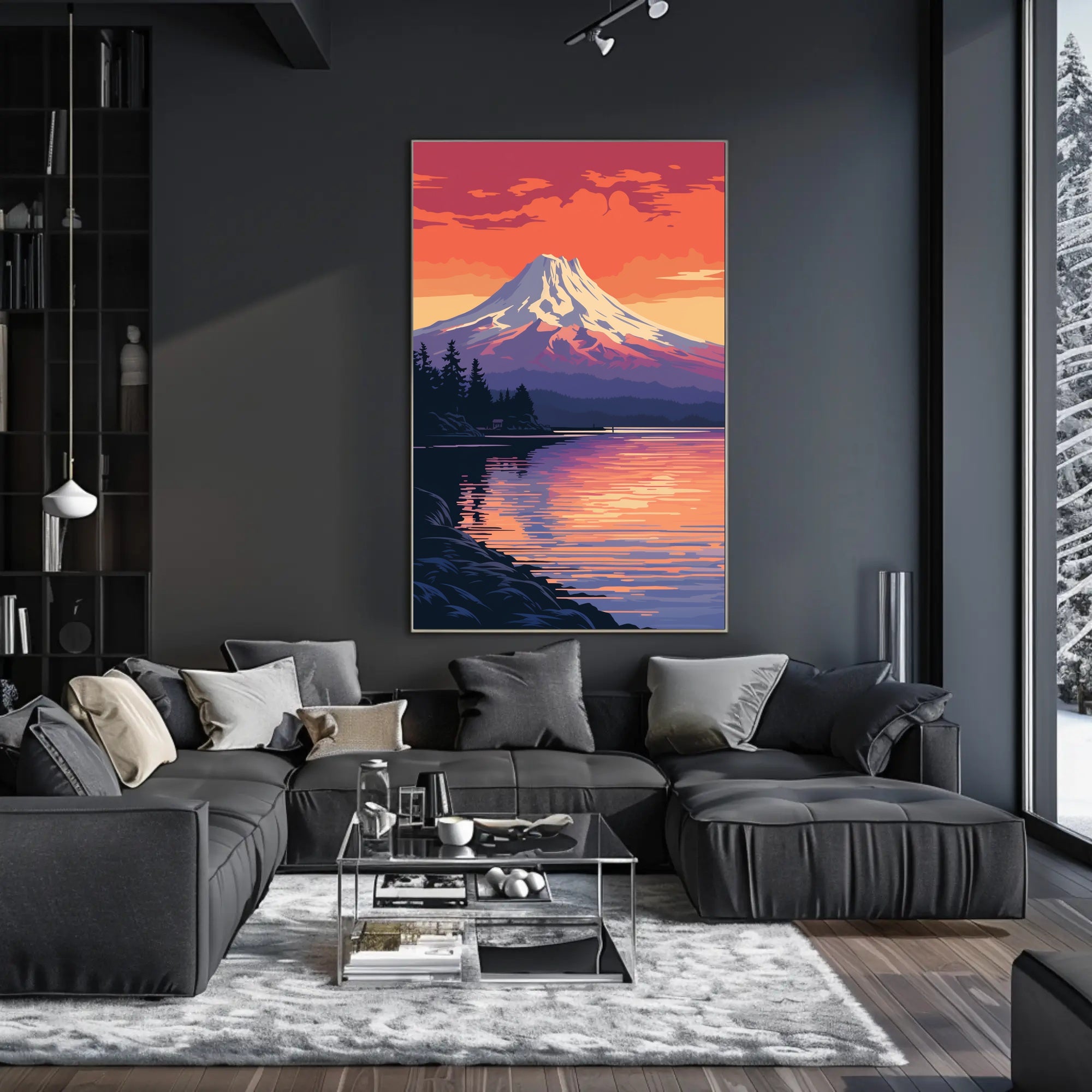 Tranquil Mountain Sunset Poster PosterGoat