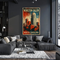 Winston Salem Skyline Nostalgic Americana Poster