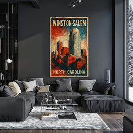 Winston Salem Skyline Nostalgic Americana Poster