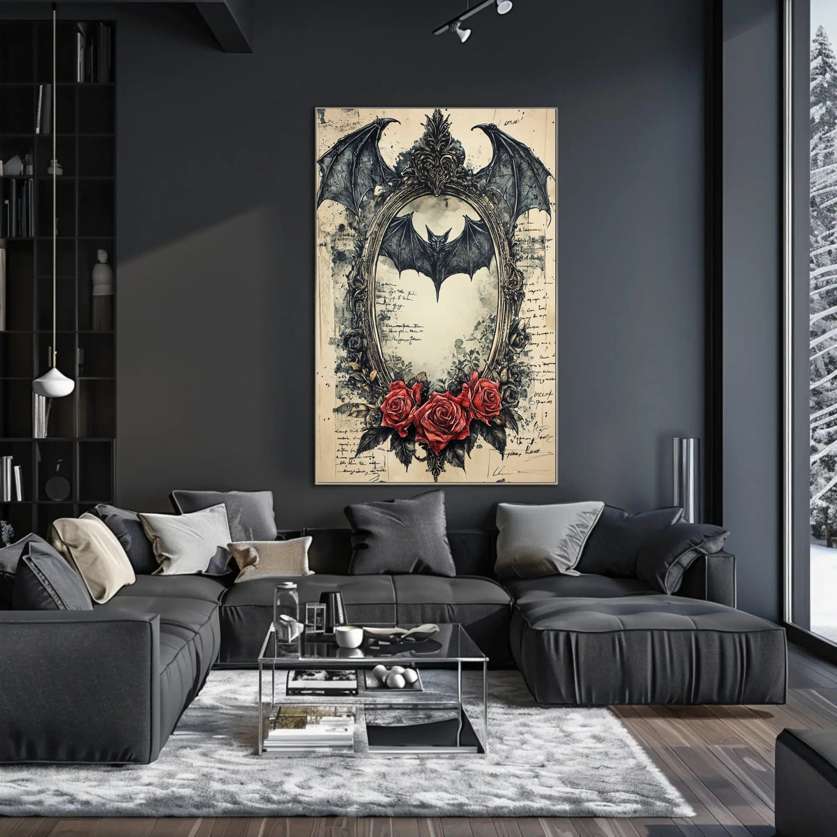 Gothic Bat Design Artistic Abstract and Pop Culture Poster