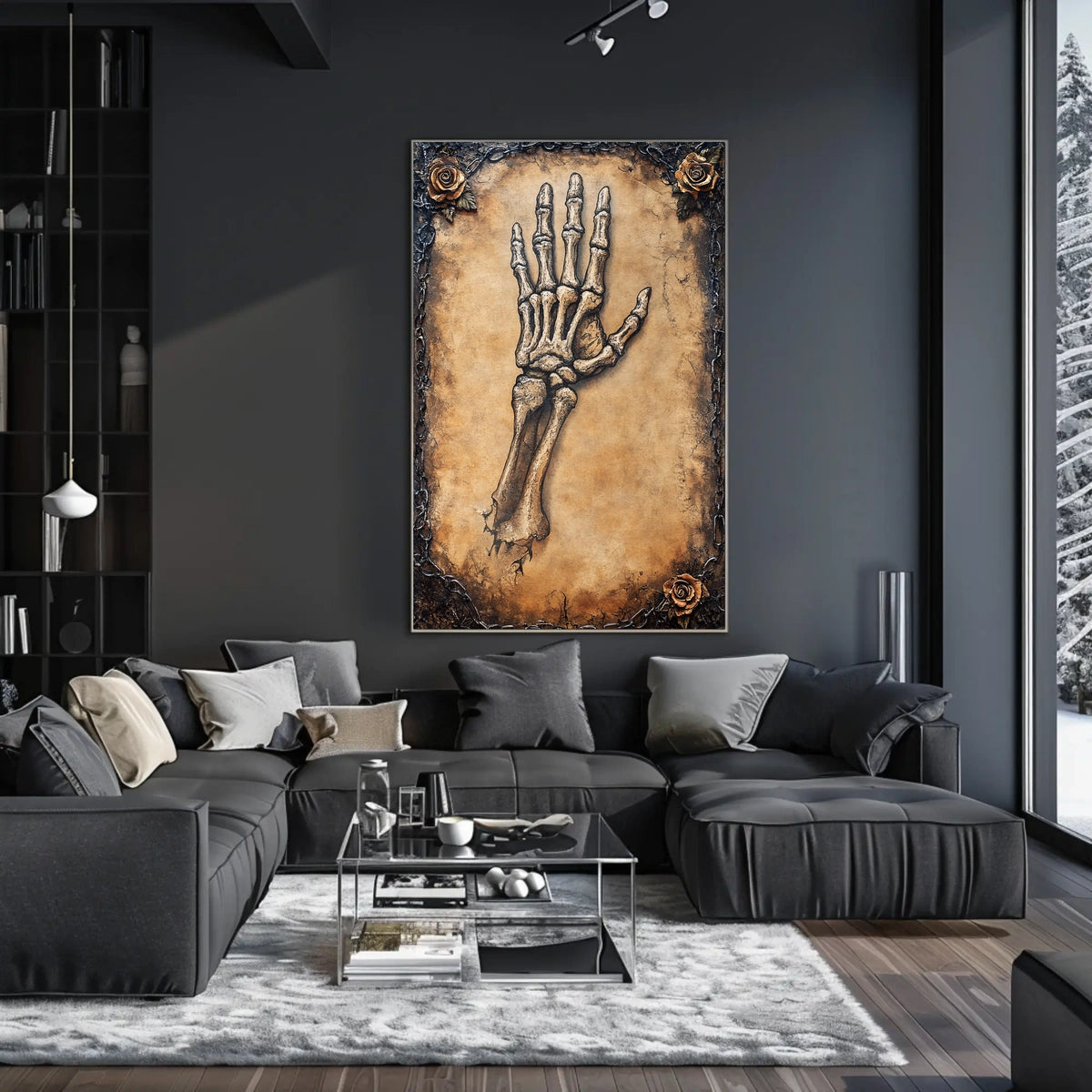 Skeletal Hand Emerging Art Design - Abstract, Artistic Poster